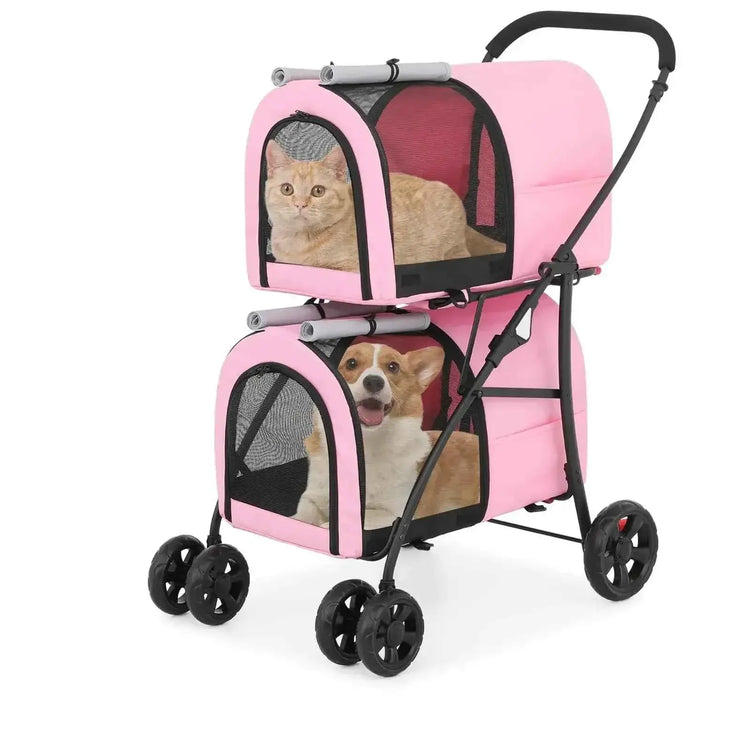 Athena Collection Double Pet Stroller with 2 Detachable Carrier Bags
