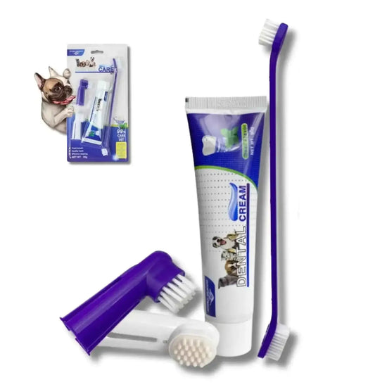 Dog Dental Care Fresh Breath Kit with Toothpaste, Toothbrush, and Finger Brush
