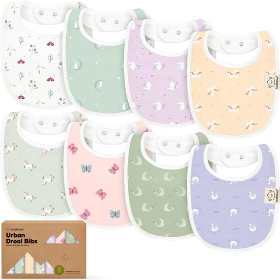 8-Pack Organic Baby Bibs for Boys Girls