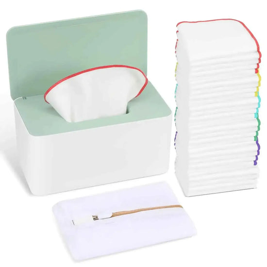 54 Packs Flannel Cloth Baby Wipes Reusable Wipes Dispenser